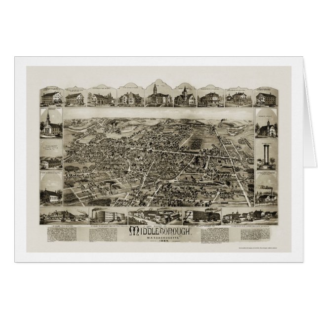 Middleborough, MA Panoramic Map - 1889 (Voorkant Horizontaal)