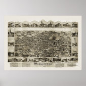 Middleborough, MA Panoramic Map - 1889 Poster (Voorkant)