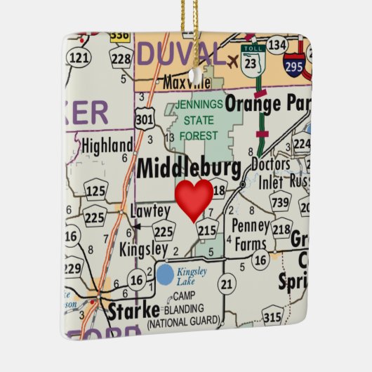 Middleburg Florida Map Keramisch Ornament (Rechts)
