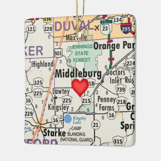 Middleburg Florida Map Keramisch Ornament (Links)