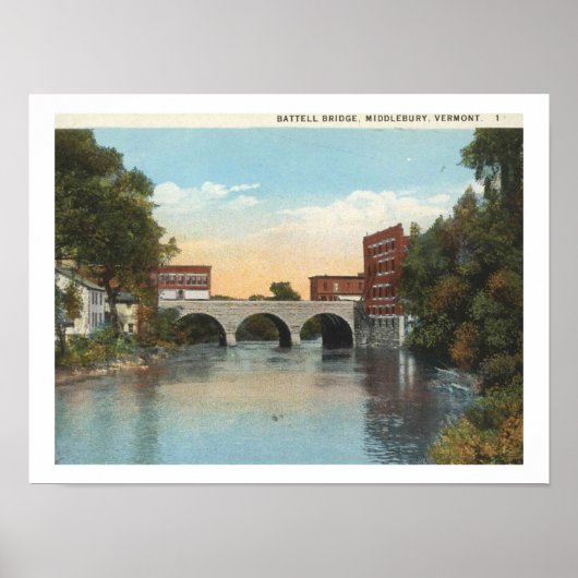 Middlebury VT, Battell Bridge  stijl uit de jaren  Poster (Voorkant)