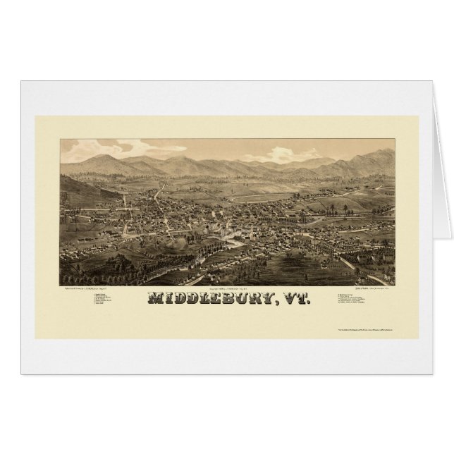 Middlebury, VT Panorama Map - 1886 (Voorkant Horizontaal)