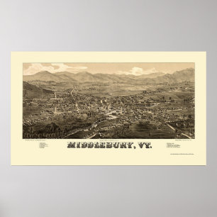 Middlebury, VT Panorama Map - 1886 Poster