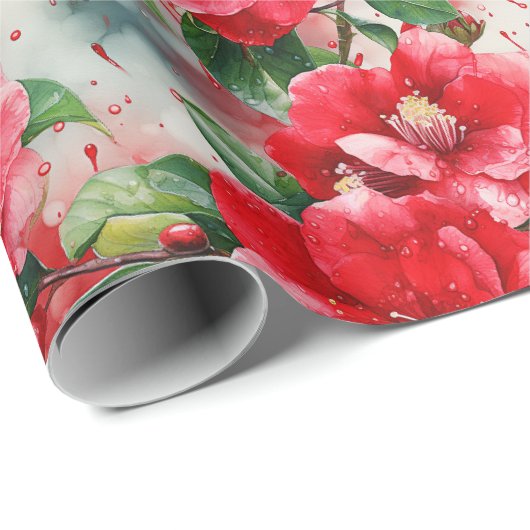 Middlemisse's Red Camellia Floral Pattern Cadeaupapier (Rol Hoek)