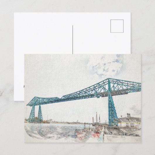 Middlesbrough Transporter Bridge Artistieke Schets Briefkaart (Voorkant / Achterkant)
