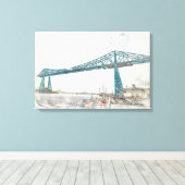 Middlesbrough Transporter Bridge Artistieke Schets Canvas Afdruk (Insitu (Houten vloer))