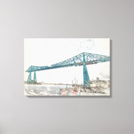 Middlesbrough Transporter Bridge Artistieke Schets Canvas Afdruk