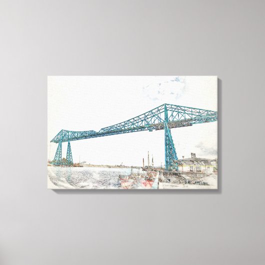 Middlesbrough Transporter Bridge Artistieke Schets Canvas Afdruk (Voorkant)