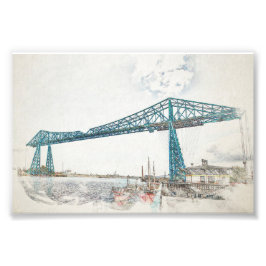 Middlesbrough Transporter Bridge Artistieke Schets Foto Afdruk