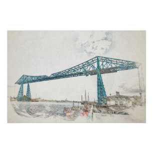 Middlesbrough Transporter Bridge Artistieke Schets Perfect Poster