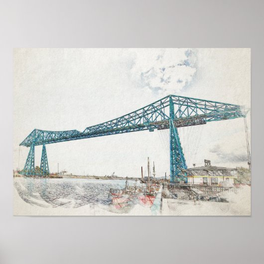 Middlesbrough Transporter Bridge Artistieke Schets Poster (Voorkant)