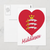 Middlesex Vlag Hart met naam Briefkaart (Voorkant / Achterkant)