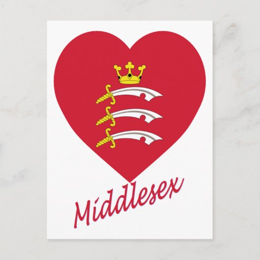 Middlesex Vlag Hart met naam Briefkaart (Voorkant)