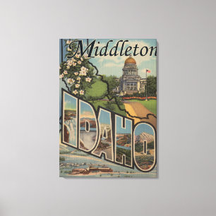 Middleton, Idaho - Grote Letter-scènes Canvas Afdruk