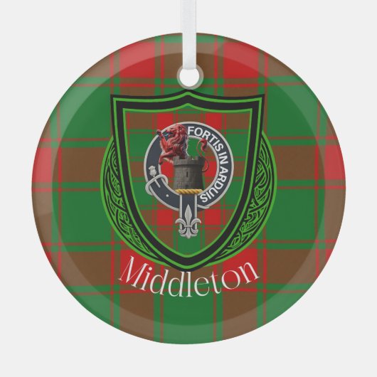 Middleton Schotse Clan Tartan & Crest Glas Ornament (Voorkant)