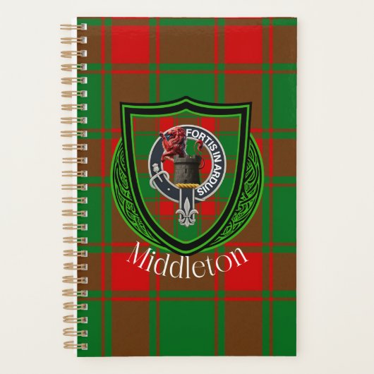 Middleton Schotse Clan Tartan & Crest Planner (Voorkant)
