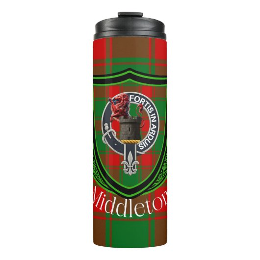 Middleton Schotse Clan Tartan & Crest Thermosbeker (Voorkant)