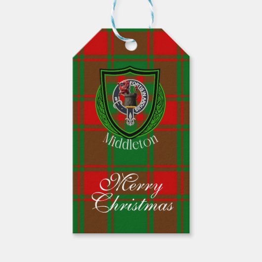 Middleton Schotse Clan Tartan & Wapen Cadeaulabel (Voorkant)