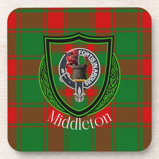 Middleton Scottish Clan Tartan & Crest Bier Onderzetter (Voorkant)