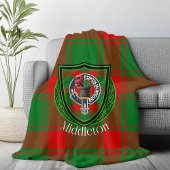 Middleton Scottish Clan Tartan Crest Fleece Deken