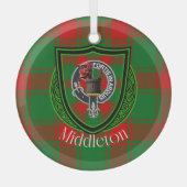 Middleton Scottish Clan Tartan & Crest Glas Ornament (Voorkant)
