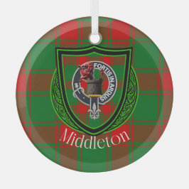 Middleton Scottish Clan Tartan & Crest Glas Ornament