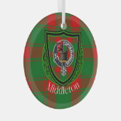 Middleton Scottish Clan Tartan & Crest Glas Ornament (Voorkant Rechts)