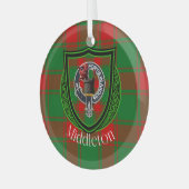 Middleton Scottish Clan Tartan & Crest Glas Ornament (Voorkant links)