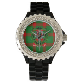 Middleton Scottish Clan Tartan & Crest Horloge