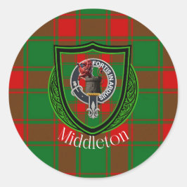 Middleton Scottish Clan Tartan & Crest Ronde Sticker