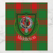 Middleton Scottish Clan Tartan & Crest Wijn Etiket (Enkel label)