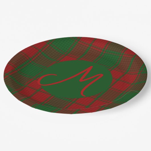 Middleton tartan monogram papieren bordje (Gekanteld)