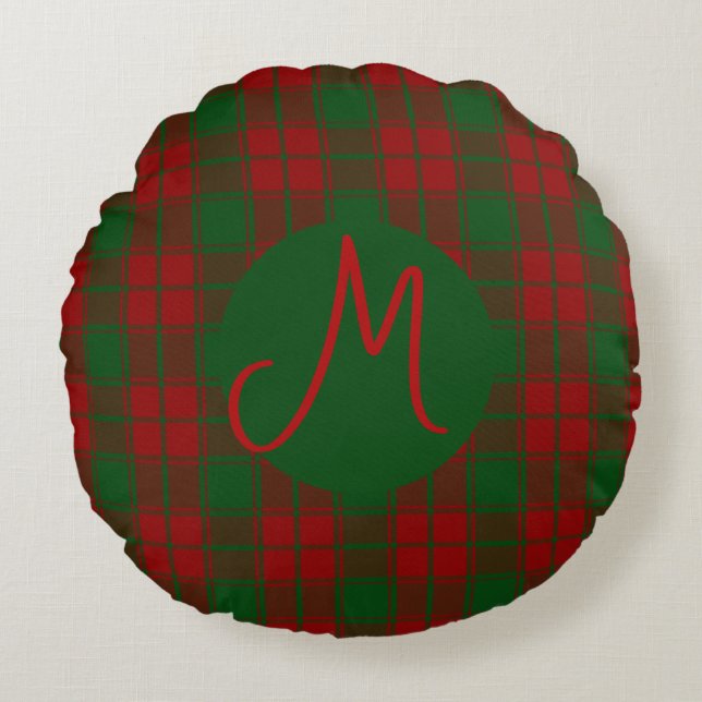 Middleton tartan monogram rond kussen (Voorkant)