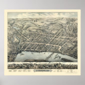 Middletown, CT Panorama Map - 1877 Poster (Voorkant)