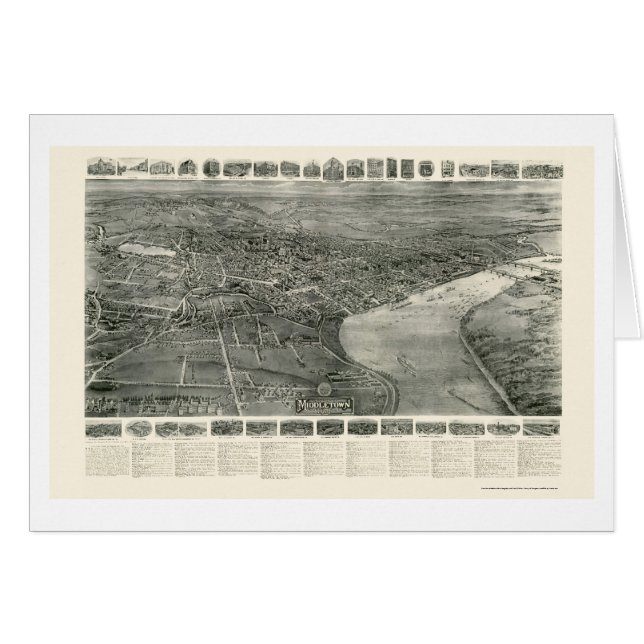 Middletown, CT Panorama Map - 1915 (Voorkant Horizontaal)