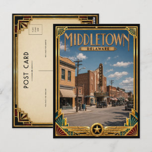 Middletown Delaware Vintage Art Deco Gouden Tijdpe Briefkaart