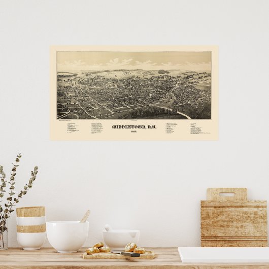 Middletown, NY Panoramic Map - 1887 Poster (Keuken)
