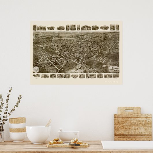 Middletown, NY Panoramic Map - 1921 Poster (Keuken)