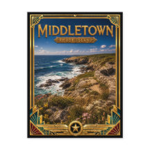 Middletown Rhode Island Vintage Art Deco Gouden