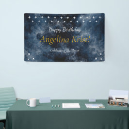 Middnachtblauwe Hemelse Verjaardagsfeest Banner