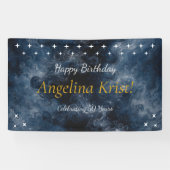 Middnachtblauwe Hemelse Verjaardagsfeest Banner (Horizontaal)