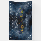 Middnachtblauwe Hemelse Verjaardagsfeest Banner (Verticaal)