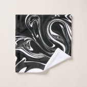 Mideas | Zwart & Wit Grijs Marmered Paint Swirl Bad Handdoek (Wasdoekje)