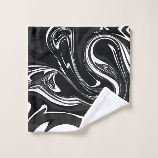 Mideas | Zwart & Wit Grijs Marmered Paint Swirl Bad Handdoek (Wasdoekje)