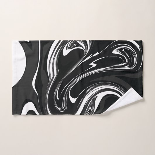 Mideas | Zwart & Wit Grijs Marmered Paint Swirl Bad Handdoek (Handdoek)