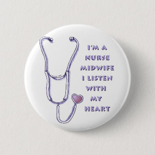 Midechtgenote Nurse Heart Pin Ronde Button 5,7 Cm