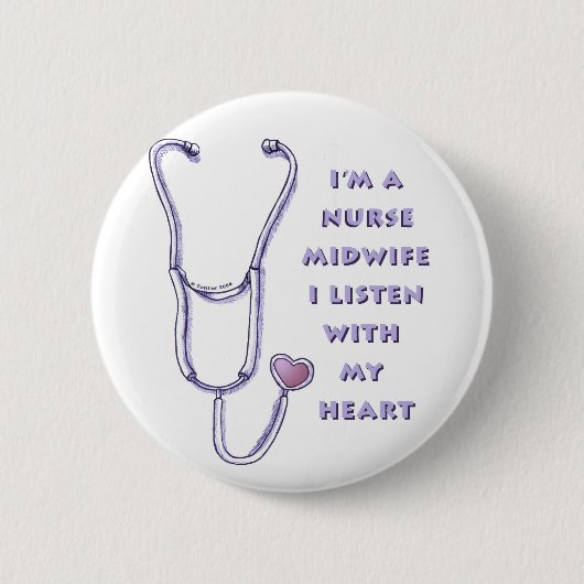 Midechtgenote Nurse Heart Pin Ronde Button 5,7 Cm (Voorkant)