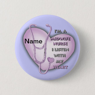 Midechtgenote Nurse Paarse Heart Ronde Button 5,7 Cm