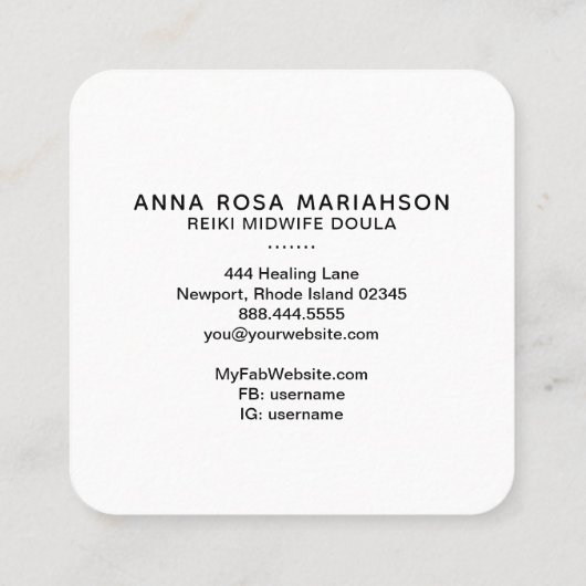 *~* Midechtgenote Reiki Birth Coach Doula Birthing Vierkante Visitekaartje (Achterkant)