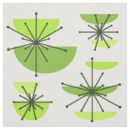 Mideeuw Art Bowls Starbursts Chartreuse Stof (Swatch)